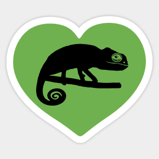 Green Cute Chameleon Heart for Chameleon Lovers Sticker